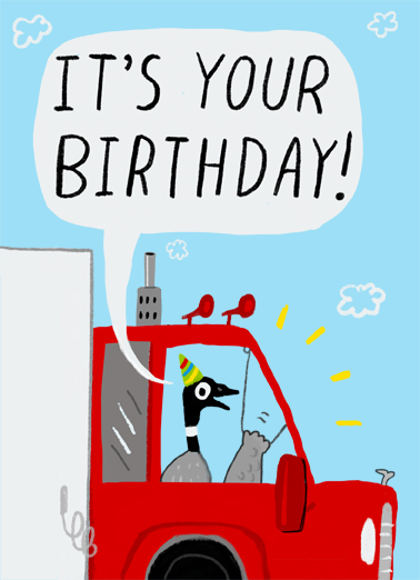 Goose Trucker February Birthday Card Cover