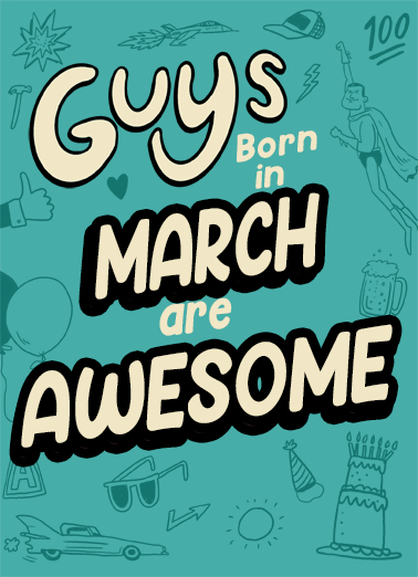 Guys Born in March Superhero Card Cover