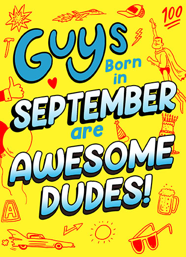 Guys Born in September Fall Birthday Card Cover