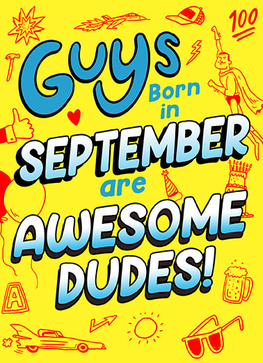 Guys Born in September September Birthday Card Cover