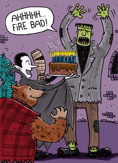 Halloween Birthday Illustration Card Cover