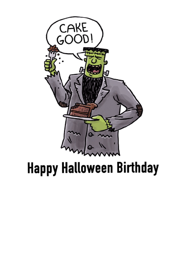 Halloween Birthday Illustration Card Inside