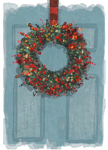 Hanging Wreath Christmas Ecard Cover