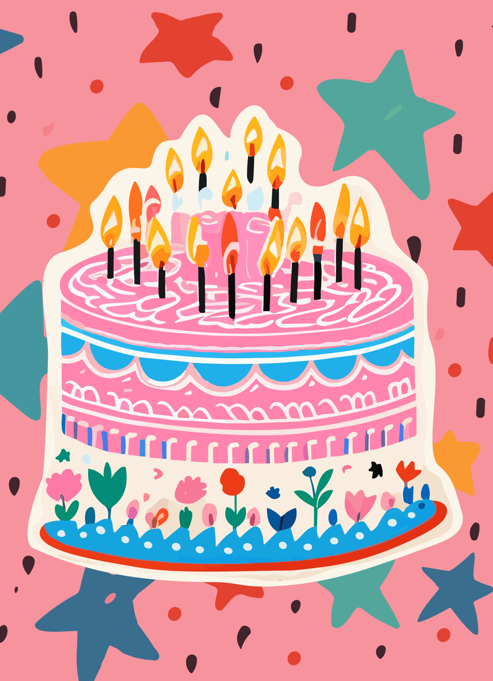 Happiest Birthday Cake Birthday Card Cover