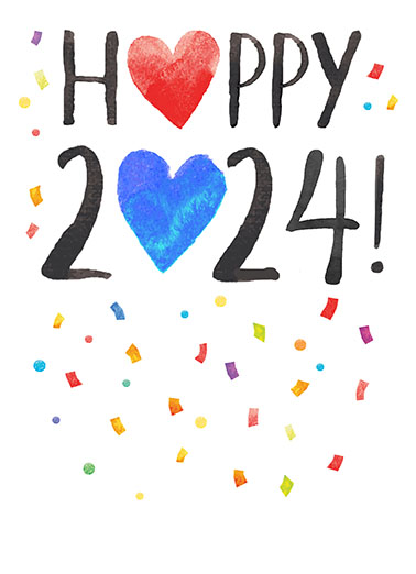 Happy 2018 Watercolor New Year's Ecard Cover