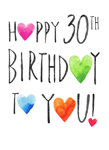 Happy 30th Hearts  Ecard Cover