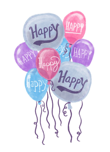 Happy Balloons Illustration Card Cover