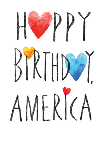 Happy Birthday America Lettering Ecard Cover