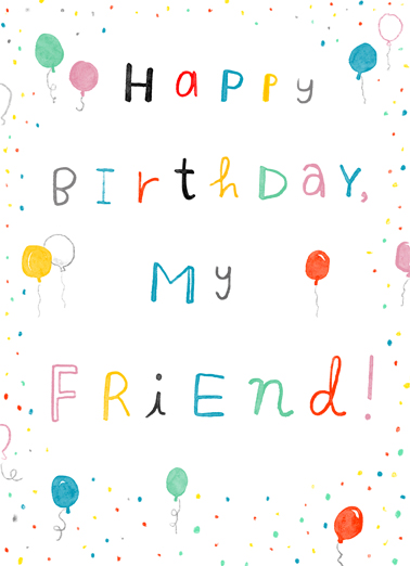 Happy Birthday My Friend Lettering Card Cover