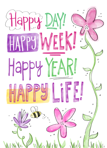 Happy Day Happy Week Flowers Card Cover