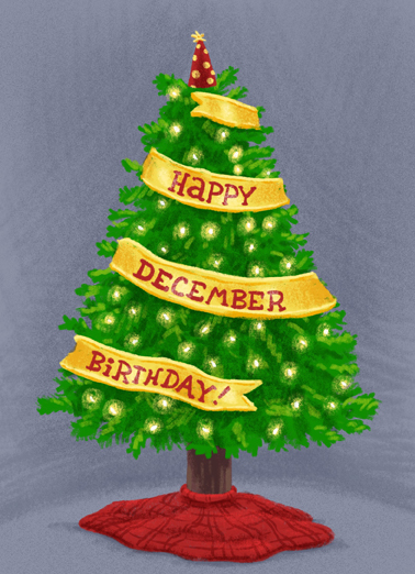 Happy December Birthday Christmas Card Cover