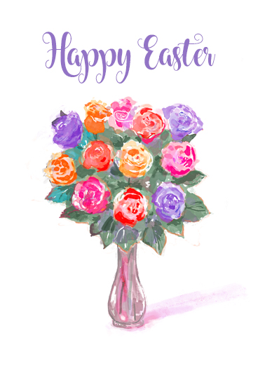 Happy Easter Bouquet Easter Ecard Cover