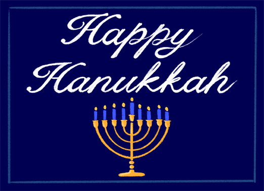 Happy Hanukkah Menorah (T) 5x7 horizontal greeting Ecard Cover