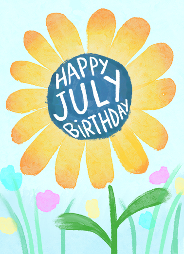 Happy July Birthday Flowers Card Cover