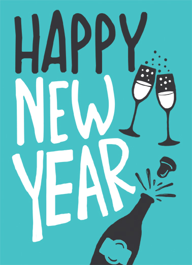 Happy New Year Champagne New Year's Ecard Cover