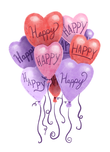 Happy Val Balloons Illustration Card Cover