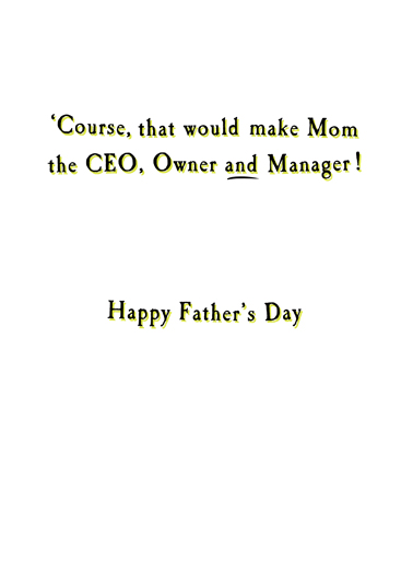 Head Coach Father's Day Card Inside