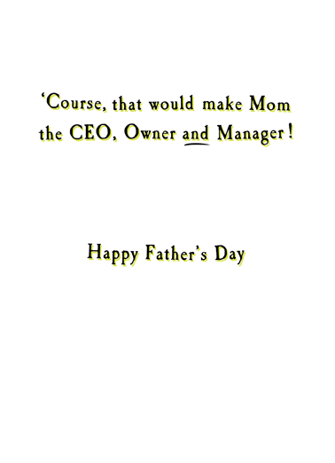 Head Coach Father's Day Ecard Inside