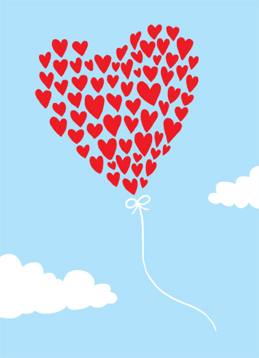 Heart Balloon Thank You 5x7 greeting Ecard Cover