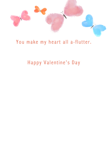 Heart Butterflies Valentine's Day Card Inside