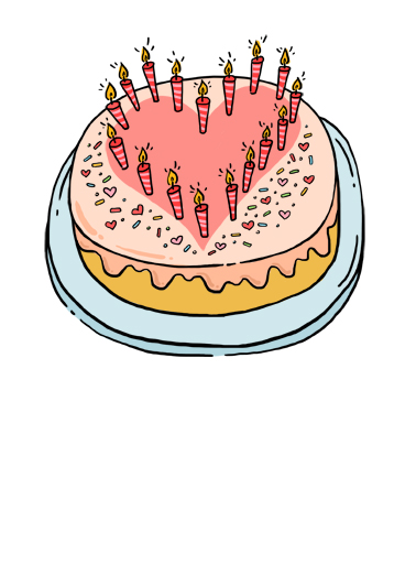 Heart Candles On Cake Cake Ecard Cover