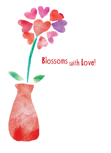 Heart Vase Valentine's Day Card Inside