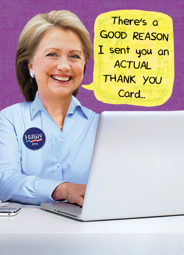 Hillary Thank You Emails Funny Political Card Cover