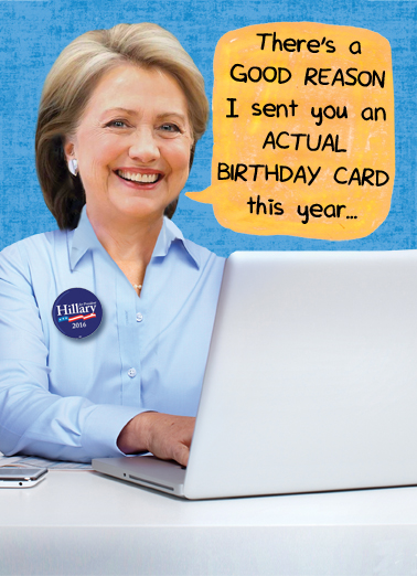 Hillary on Computer Funny Political Card Cover