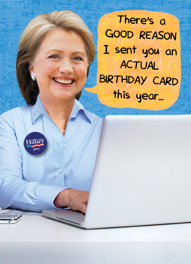 Hillary on Computer Tim Ecard Cover