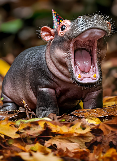 Hippo Hurray Cute Animals Ecard Cover
