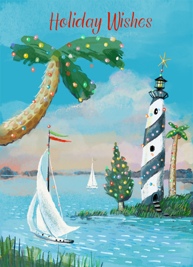 Holiday Lighthouse Christmas Ecard Cover