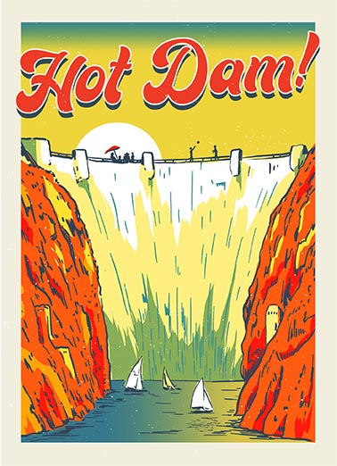 Hot Dam Summer Birthday Card Cover