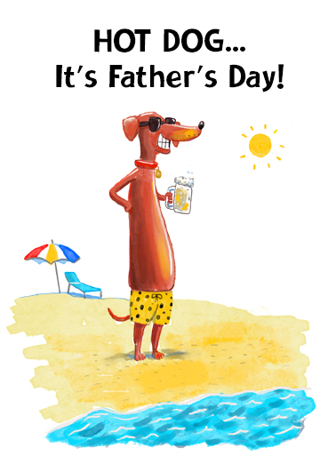 Hot Dog Dad Beach Father's Day Card Cover