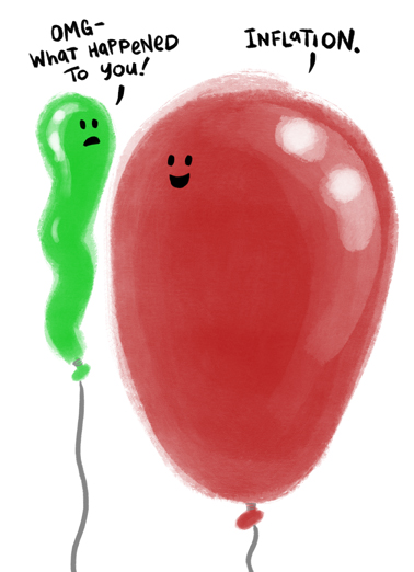 Inflation Balloon Illustration Ecard Cover