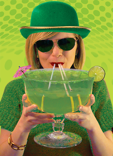 Irish Lass Drinking Ecard Cover