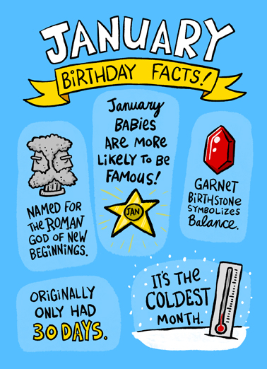 Jan Bday Facts Funny Card Cover