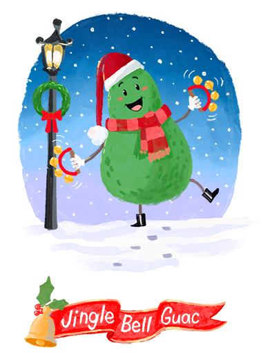 Jingle Bell Guac Christmas Card Cover