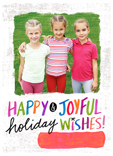 Joyful and Bright Wishes Add Your Photo Card Cover