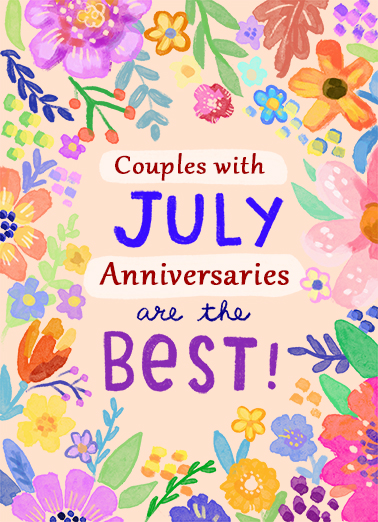 July Anniversaries Lettering Ecard Cover