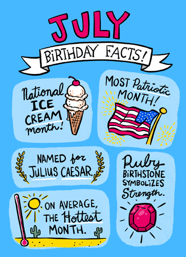 July Bday Facts Birthday Ecard Cover