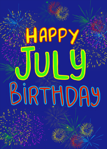 July Fireworks July Birthday Ecard Cover
