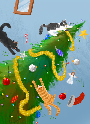 Kitts Mess - Funny Christmas Card to personalize and send.