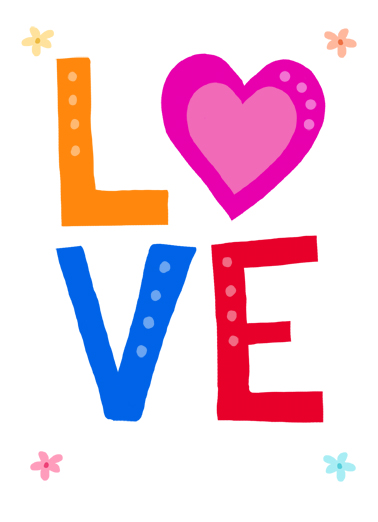 LOVE Heart Lettering 5x7 greeting Card Cover