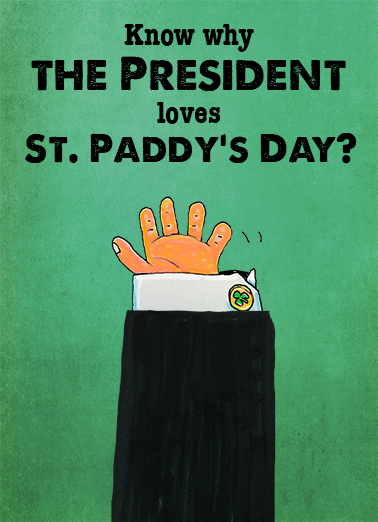 Leprechaun Hands President Donald Trump Ecard Cover