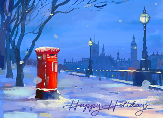 London Post Scene Christmas Card Cover