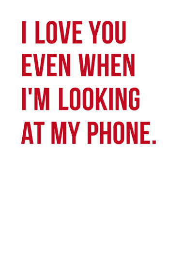 Looking At Phone Val Lettering Ecard Cover