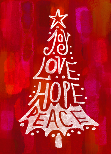 Love Joy Tree Vert Christmas Card Cover