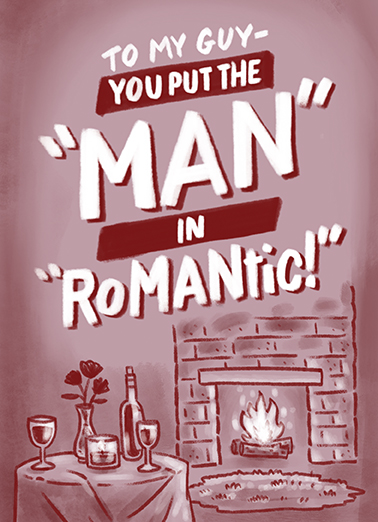 Man in Romantic VAL Lettering Ecard Cover