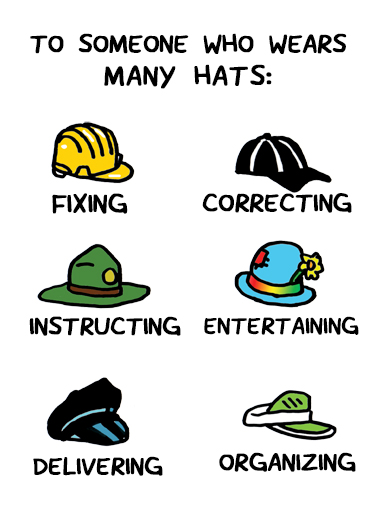 Many Hats Boss's Day Card Cover