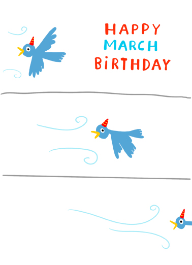March Birthday Bird March Birthday Card Cover